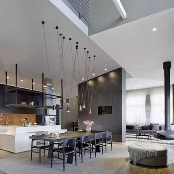 Vintage DIY Match Line Pendant Light for Living Room Foyer Dining Room Geometric Black/White Hanglamp Hanging Lamp Lampara Techo - Image 4