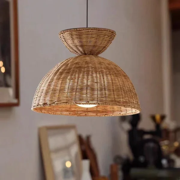 Southeast Asian Semicircle Rattan Lamp Handmade Vintage Pendant Lights for Restaurants Hot Pot Dining Room Rural Pastoral Lamps - Image 5